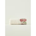 Bella Maison %100 Pamuk Rose Baskılı Yüz Havlusu Krem (50x90 Cm) Krem