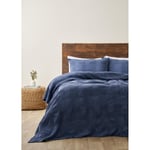 Bella Maison Block Pamuklu Jakarlı Çift Kişilik Yatak Örtüsü Seti Lacivert (240x260 Cm) Lacivert