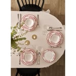 Bella Maison Catherine New Bone Porselen 24 Parça 6 Kişilik Yemek Takımı Kırmızı Kırmızı