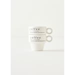 Bella Maison Coffeeaholic Seramik Espresso 2'li Set Siyah (105 Cc) Siyah