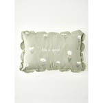 Bella Maison Daisy Scallop Kenar Boncuklu Dekoratif Yastık Kılıfı Bej (35x50 Cm) Yeşil