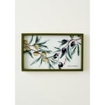 Bella Maison Olive Dekoratif Cam Tepsi Yeşil (22x37 Cm) Yeşil