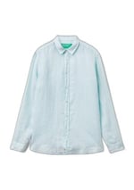Benetton Erkek Açık Yeşil%100 Keten Gömlek