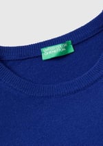 Benetton Erkek Çivit Mavi%100 Merino Bisiklet Yaka Kazak