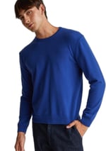 Benetton Erkek Çivit Mavi%100 Merino Bisiklet Yaka Kazak