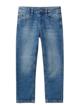 Benetton Erkek Çocuk Açık Denim Arkası Logo İşlemeli 5 Cepli Düz Kesim Denim Pantolon - Seçenekler: 6-7 Yıl, 7-8 Yıl, 8-9 Yıl, 10-11 Yıl, 11-12 Yıl, 13-14 Yıl