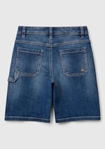 Benetton Erkek Çocuk Açık Denim Taş Yıkama Straight Fit Denim Bermuda Şort
