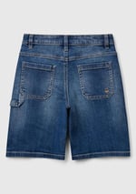Benetton Erkek Çocuk Açık Denim Taş Yıkama Straight Fit Denim Bermuda Şort
