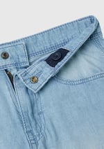 Benetton Erkek Çocuk Açık Mavi Logo İşlemeli 5 Cepli Kemer Delikli Denim Bermuda Şort