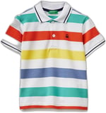Benetton Erkek Çocuk Açık Mix Çizgili Logo Nakışlı Polo Yaka Küçük Çocuk T-Shirt