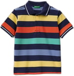 Benetton Erkek Çocuk Açık Mix Çizgili Logo Nakışlı Polo Yaka Küçük Çocuk T-Shirt