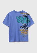 Benetton Erkek Çocuk Beyaz Baskılı Bisiklet Yaka Kısa Kollu T-Shirt