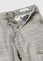 Benetton Erkek Çocuk Beyaz Cep Detaylı Logo İşlemeli Rahat Kalıp Denim Pantolon