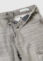 Benetton Erkek Çocuk Beyaz Cep Detaylı Logo İşlemeli Rahat Kalıp Denim Pantolon