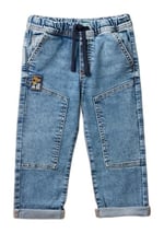 Benetton Erkek Çocuk Denim Beli Lastikli Büzgü İpli Kıvrık Paça Denim Pantolon