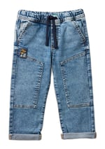 Benetton Erkek Çocuk Denim Beli Lastikli Büzgü İpli Kıvrık Paça Denim Pantolon