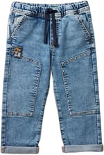 Benetton Erkek Çocuk Denim Beli Lastikli Büzgü İpli Kıvrık Paça Denim Pantolon