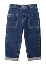 Benetton Erkek Çocuk Denim Cep Detaylı Logolu Kıvrık Paça Denim Pantolon