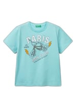 Benetton Erkek Çocuk Ekru Grafik Baskılı T-Shirt