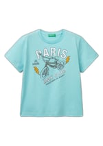 Benetton Erkek Çocuk Ekru Grafik Baskılı T-Shirt