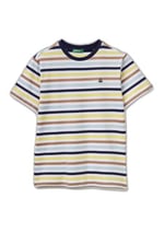 Benetton Erkek Çocuk Kırmızı Mix Çok Renkli Logo İşlemeli Çizgili T-Shirt