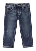 Benetton Erkek Çocuk Koyu Denim Arka Cebi Logolu 5 Cepli Streç Denim Pantolon