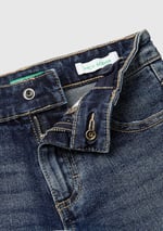 Benetton Erkek Çocuk Koyu Denim Arka Cebi Logolu 5 Cepli Streç Denim Pantolon
