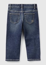 Benetton Erkek Çocuk Koyu Denim Arka Cebi Logolu 5 Cepli Streç Denim Pantolon