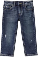 Benetton Erkek Çocuk Koyu Denim Arka Cebi Logolu 5 Cepli Streç Denim Pantolon