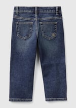 Benetton Erkek Çocuk Koyu Denim Arka Cebi Logolu 5 Cepli Streç Denim Pantolon
