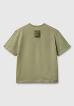 Benetton Erkek Çocuk Krem Logo Baskı Detaylı Oversize T-Shirt
