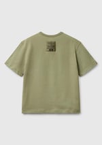 Benetton Erkek Çocuk Krem Logo Baskı Detaylı Oversize T-Shirt