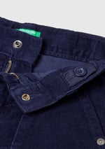 Benetton Erkek Çocuk Lacivert Arka Cebi Logo Detaylı Lastik Paça Kadife Pantolon