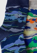 Benetton Erkek Çocuk Lacivert Mix Desenli 2'li Uzun Soket Çorap Seti - Seçenekler: 20-24, 25-29, 30-34, 35-38