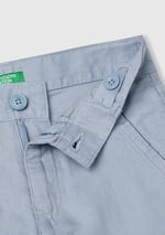 Benetton Erkek Çocuk Mavi İşlemeli Logo Detaylı Cepli Bermuda Şort