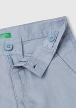 Benetton Erkek Çocuk Mavi İşlemeli Logo Detaylı Cepli Bermuda Şort