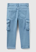 Benetton Erkek Çocuk Mavi Yama Cepli Slim Fit Denim Pantolon