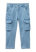 Benetton Erkek Çocuk Mavi Yama Cepli Slim Fit Denim Pantolon