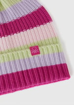 Benetton Erkek Çocuk Pembe Mix Logo Etiketli Renk Bloklu Örgü Bere