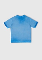 Benetton Erkek Çocuk Saks Mavi Soluk Efektli Logo İşlemeli Oversize T-Shirt