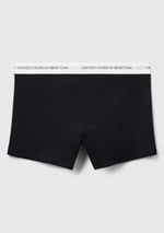Benetton Erkek Siyah Yazı Şeritli Koton Boxer