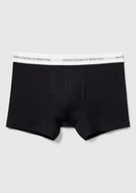 Benetton Erkek Siyah Yazı Şeritli Koton Boxer