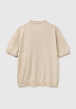 Benetton Erkek Taş%100 Pamuk Ribanalı Kontrast Detaylı Triko T-Shirt