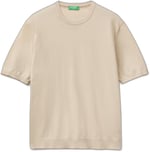 Benetton Erkek Taş%100 Pamuk Ribanalı Kontrast Detaylı Triko T-Shirt