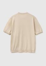 Benetton Erkek Taş%100 Pamuk Ribanalı Kontrast Detaylı Triko T-Shirt