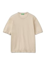 Benetton Erkek Taş%100 Pamuk Ribanalı Kontrast Detaylı Triko T-Shirt