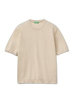 Benetton Erkek Taş%100 Pamuk Ribanalı Kontrast Detaylı Triko T-Shirt