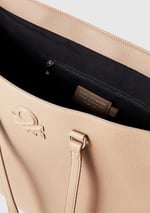 Benetton Kadın Bej Eskitme Efektli Kabartma Logolu Fermuarlı Geniş Tote Çanta