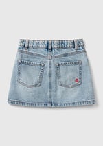 Benetton Kız Çocuk Açık Denim Arka Cebi Logo İşlemeli Cep Detaylı Denim Etek