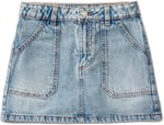 Benetton Kız Çocuk Açık Denim Arka Cebi Logo İşlemeli Cep Detaylı Denim Etek